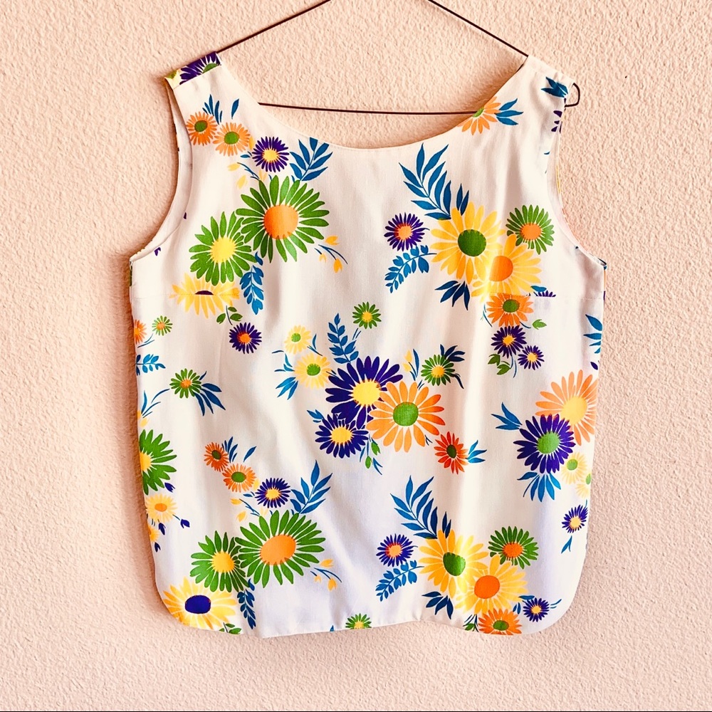 Blouse - Vintage - Large - Sleeveless - Floral